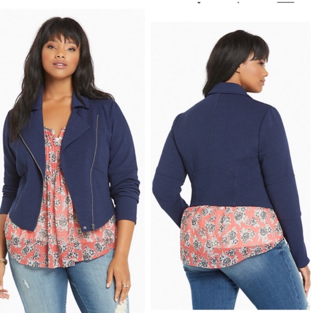 Torrid Motorcycle Zip Up Jacket Navy EUC